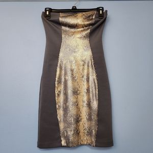 Strapless Blue Gold Sequined Tube dress